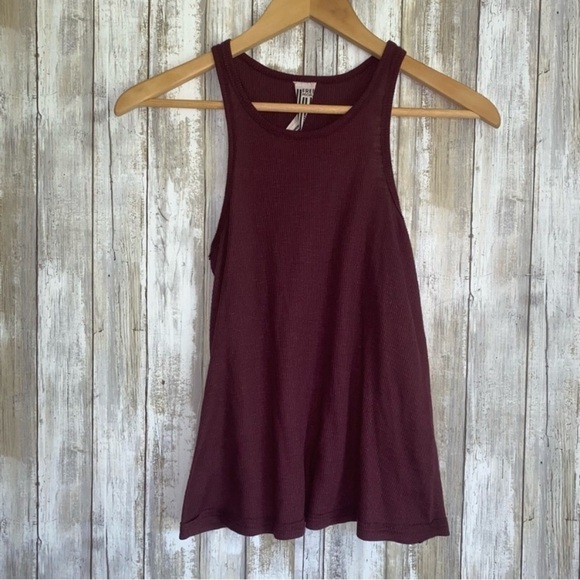 Free People Tops - Free People Maroon Ribbed Knit Tank
